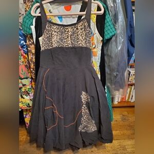 Leopard Print Black Dress